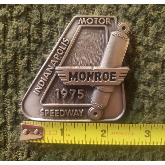 VTG 1975 Monroe Shocks Struts Pewter Belt Buckle Indy 500 Serial No. 55 - Picture 1 of 3